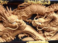 Japan, Gifu, Takayama, matsuri, festival, dragon, carving, detail,.