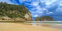 Coastline and Cliffs, Beach of La Franca, Protrected Landscape of the Oriental Coast of Asturias, La Franca, Ribadeveva, Asturias, Spain, Europe.
