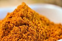 Arabian spice mix Ras-el-Hanout in a closeup.