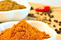Arabian spice mix Ras-el-Hanout in a closeup.