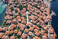 Roofs of houses in Sozopol historic seaside town in Burgas Province on the southern Black Sea Coast in Bulgaria.