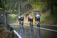 Cyclists on Italian roads engaged in the Giro D'Italia.