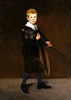 Boy with a Sword, Edouard Manet (French, Paris 1832â. “1883 Paris), Oil on canvas, show Léon Koëlla-Leenhoff, when he was ten years old. Manet dressed...