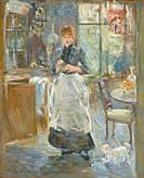 In the Dining Room 'French: Dans la salle à manger' 1886. Painting by French artist Berthe Morisot (1841 - 1895) oil on canvas. .