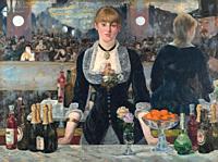 A Bar at the Folies-Bergère (in French Un bar aux Folies Bergère ) 1882 , Work by the French painter. Édouard Manet (1832-1883) Oil on canvas, It depi...