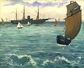 The ""Kearsarge"" at Boulogne, Edouard Manet (French, Paris 1832â. “1883 Paris), Oil on canvas. During the American Civil War, the United States warsh...