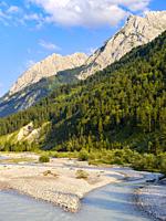 Karwendel Mountains near Eng Alpe in the valley of Rissbach Creek in Tyrol. Europe, Austria.