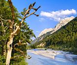 Karwendel Mountains near Eng Alpe in the valley of Rissbach Creek in Tyrol. Europe, Austria.