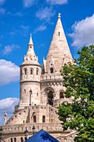 Fisherman´s Bastion on the upper town Buda in Budapest, Hungary, on a sunny summer morning.