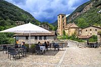 Beget village in La Garrotxa Natural Park Girona province Pyrenees Catalonia Spain. Romanesque church of Sant Cristofol s XII Beget.