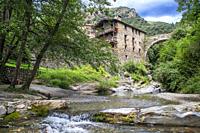 Beget village in La Garrotxa Natural Park Girona province Pyrenees Catalonia Spain.