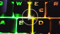 Gaming Backlit keyboard detail in the dark, macro shot