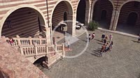 VERONA, ITALY 11 SEPTEMBER 2020: Regione Palace with staircase in Verona in Italy