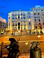 Narvaez street, night view. Madrid, Spain.