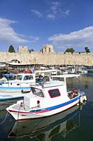 Fishing Boat, Kolona Harbour, Rhodes Town, Rhodes, Dodecanese Island Group, Greece
