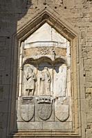 Relief depicting Virgin Mary & Sts John and Peter, Marine Gate, Rhodes Old Town, Rhodes, Dodecanese Island Group, Greece