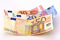 finance and economy with Euro banknotes.