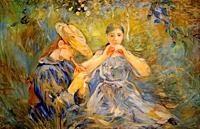 Berthe Morisot, The Flute Player is an oil painting on canvas 1890- by Artist Berthe Morisot (1841–1895). .