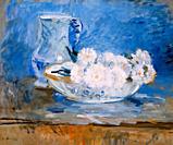 Berthe Morisot, White Flowers in a Bowl is an oil painting on canvas 1885 - by Artist Berthe Morisot (1841–1895).