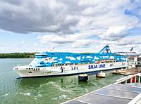 Silja Line Ferry Cruise Ships at the port in Mariehamn, Aland Islands, Finland.