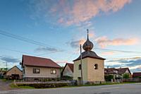 Historical bell tower in Raksa village, Slovakia.
