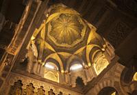 Cordoba, Cordoba Province, Andalusia, southern Spain. Interior of the Great Mosque, La Mezquita. The dome of the Mihrab. The Mosque of Cordoba is a UN...