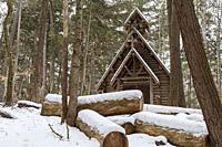 Grayling, Michigan - The Chapel in the Pines at Hartwick Pines State Park. The park displays logging equipment from the 19th century when most of Mich...