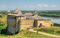 Khotyn, Ukraine. Khotyn fortress in Chernivtsi region of Ukraine on a sunny summer day.