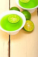 fresh and healthy green lime lemonade macro closeup.