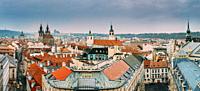 Prague, Czech Republic. Cityscape With Famous Old Town Hall, Church Of Our Lady Before Tyn, St. Vitus Cathedral. Panorama Of Prague, Czech Republic.