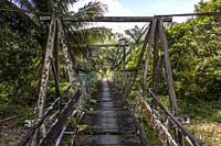 Kampung Resak old suspension bridge, Serian, Sarawak, East Malaysia, Borneo