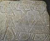 Cairo, Egyptian Museum, relief found in Saqqara : Funeral procession, male mourners.