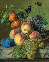 Still life of peaches by Van Dael