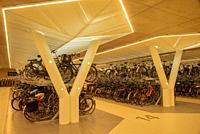 underground bicycle parking at Amsterdam-zuid trainstation in Holland