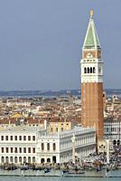 Italy, Unesco World Heritage Site, Venice, The Piazzetta and St Mark's campanile.