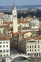 Italy, Unesco World Heritage Site, Venice, Campanile and church of San Giorgio dei Greci.