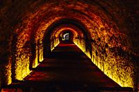 Underground passage and vaults of the Circo Romano (Roman Circus) of Tarragona, Catalonia, Spain. The Circo Romano is an ancient open-air and undergro...