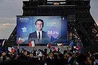 Emmanuel Macron was elected to a second term as French president. Celebration of his victory at the Champ de Mars in Paris, on April 24, 2022.