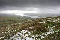 The view from Wansfell in late winter over lake Windermere in the Lake District National Park, Cumbria, England.