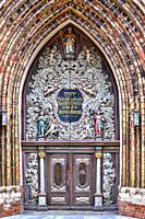 Richly decorated West portal of the Nikolaikirche (St. Nicholas Church), Hanseatic City of Stralsund, Mecklenburg-Western Pomerania, Germany.