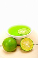 fresh and healthy green lime lemonade macro closeup.
