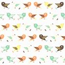 Nature pattern with assorted birds. Digital art.