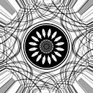 Abstract geometric digital art in black and white.