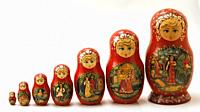 Matrioshkas. Typical Russian dolls.
