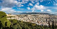 Athens, Attica, Greece - 12 26 2019 View over Athens, taken from the Acropolis hill.