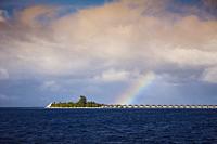 Rainbow over Vacation Island, North Ari Atoll, Indian Ocean, Maldives.