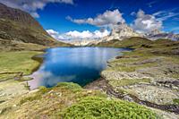 Gentau lake and Midi d'Ossau peak, Hautes Pyrenees national park, France.