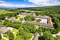 Princely Abbey of Corvey, UNESCO world heritage in Hoexter, seen from above, North Rhine-Westphalia, Germany, Europe.