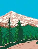 WPA Poster Art of south face of Mount Rainier, Tahoma or Tacoma with Kautz Ice Cliff located in Mount Rainier National Park , Washington State done in...