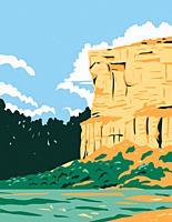 WPA Poster Art of Pompeys Pillar National Monument a sandstone pillar and rock formation located in south central Montana, United States done in works...